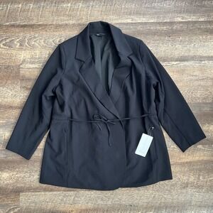 ATHLETA Primatwill Blazer Womens 22 Black Semi Fitted Water Resistant Athleisure